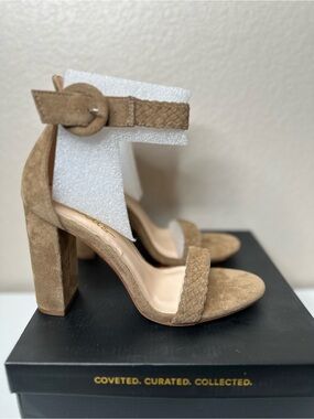 Lulu's Tan Braided Ankle-Strap Block Heels